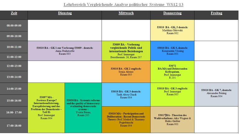 Stundenplan WS 12/13