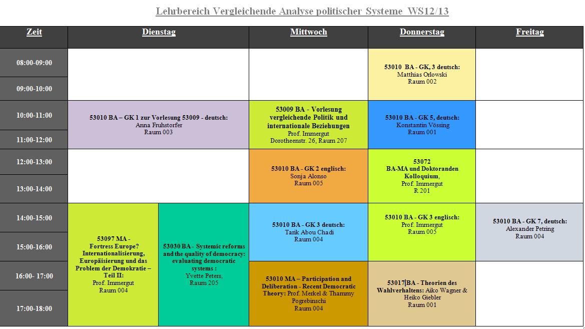 Stundenplan WS 12/13