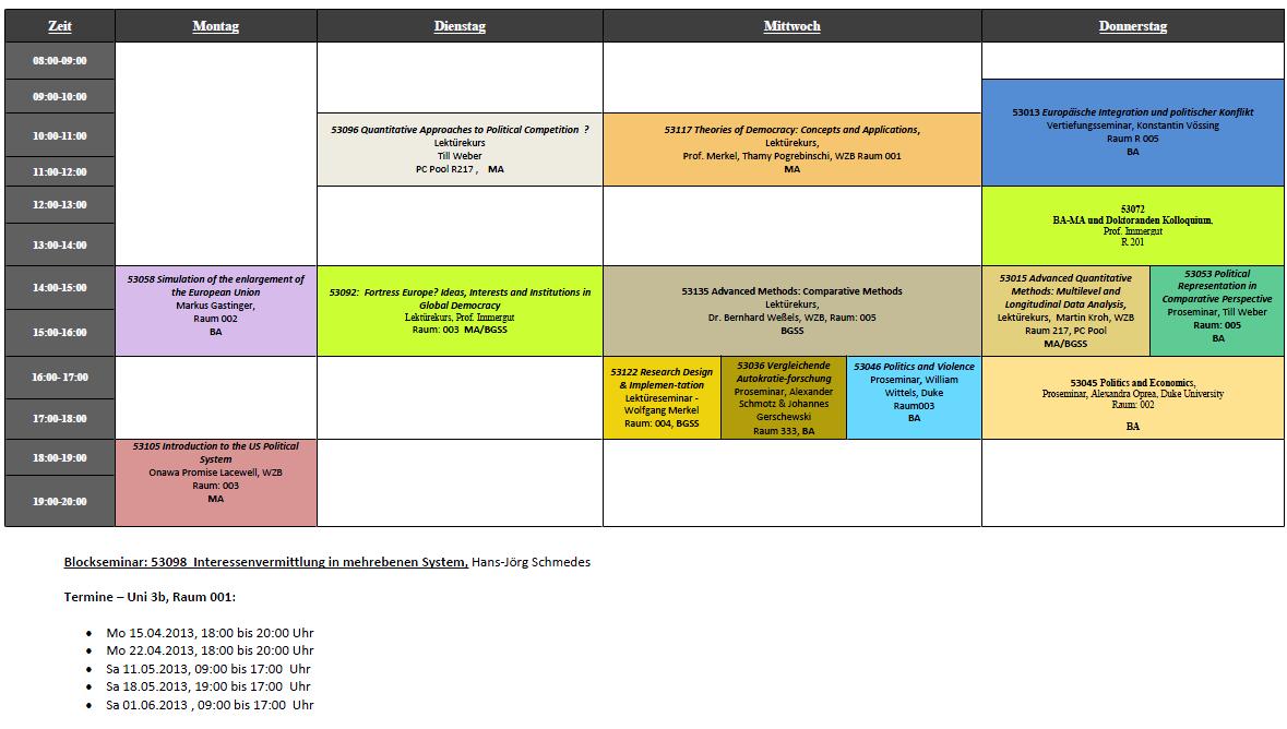 Stundenplan SS 13